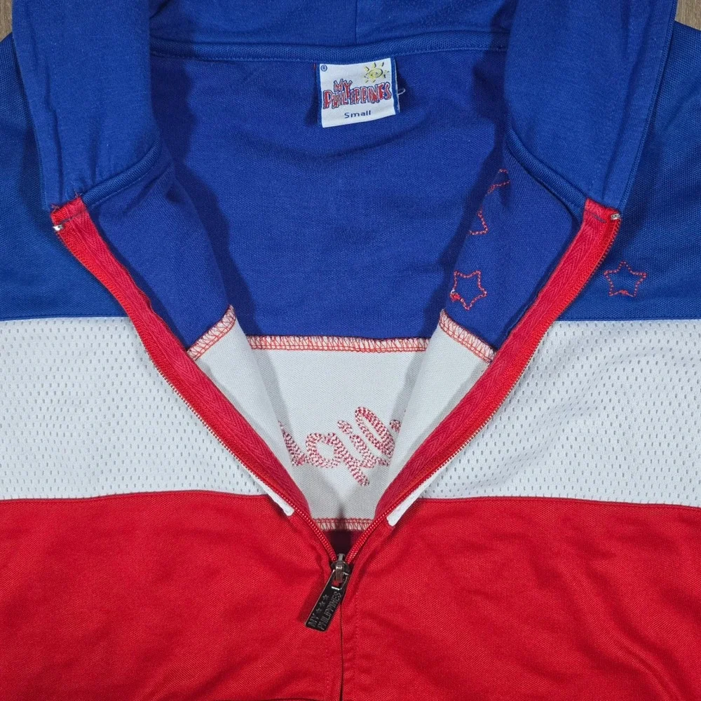 Vintage Philippines Pride Pilipinas Color Block 3 Panel Mesh Full Zip Hoodie S/M